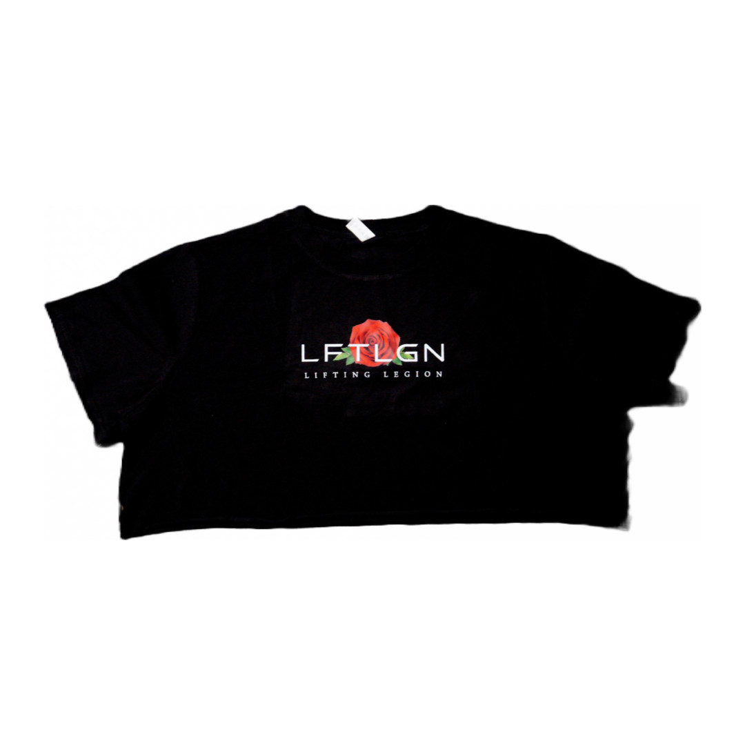 LFTLGN ROSE CROP TEE - BLACK - LIFTING LEGION