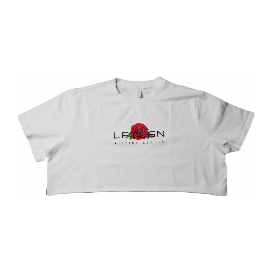 LFTLGN ROSE CROP TEE - WHITE - LIFTING LEGION