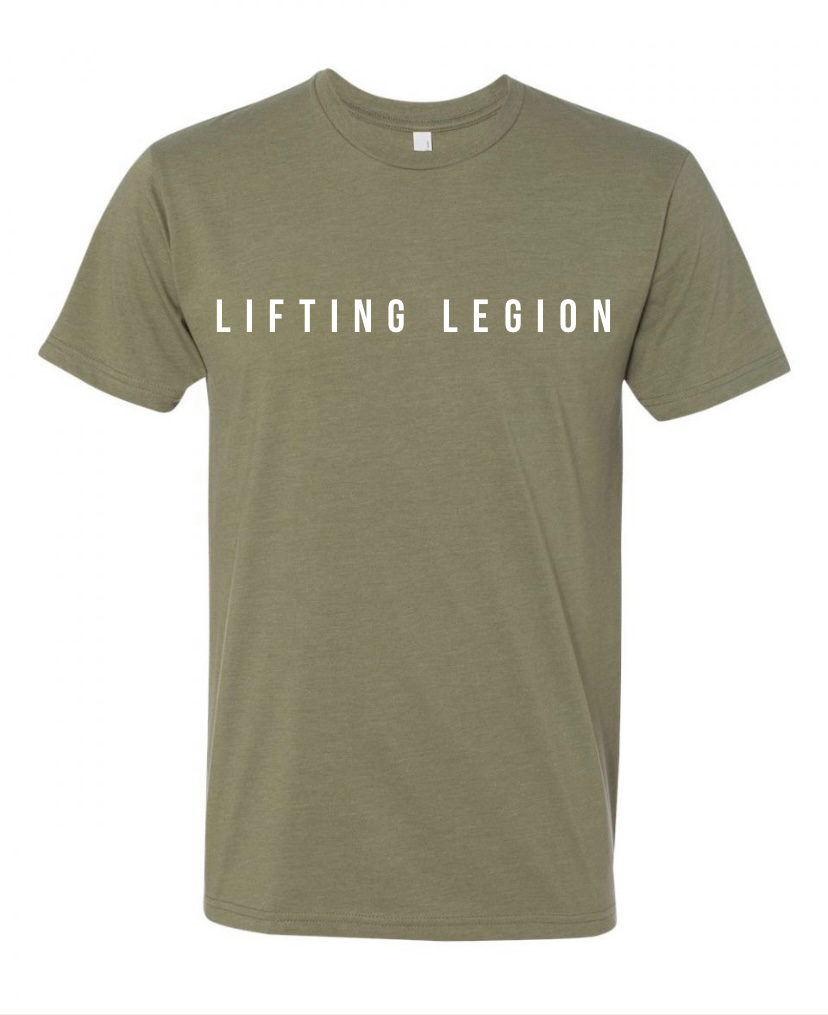 LIFTING LEGION SCHEMATIC TEE (POLY-COTTON BLEND)- OLIVE GREEN - LIFTING LEGION