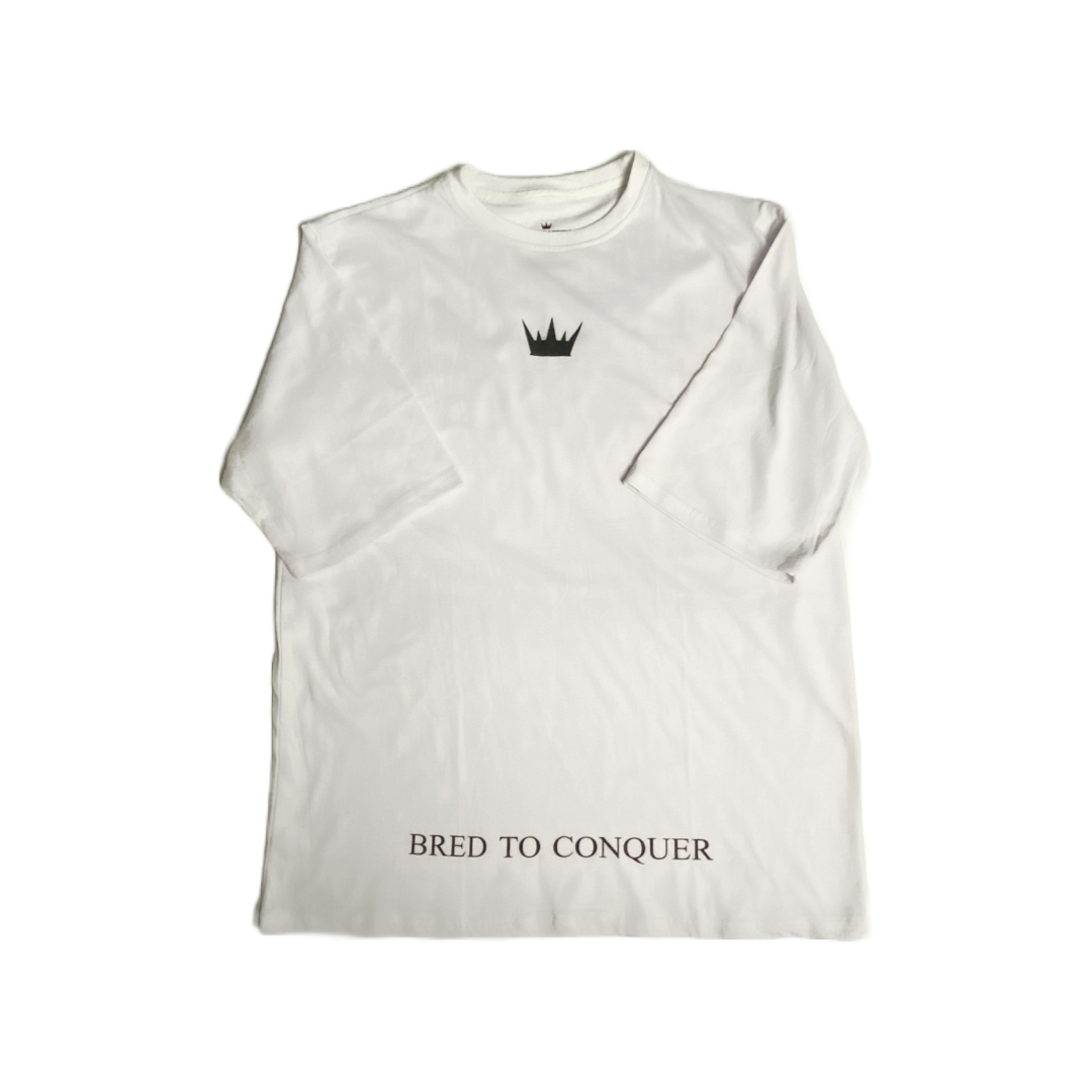 BRED TO CONQUER DROP SHOULDER TEE-WHITE(READ THE SIZE DISCLAIMER IN THE DESCRIPTION) - LIFTING LEGION