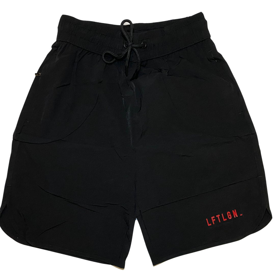 LFTLGN ATHLETIC SHORTS (BLACK/INFRARED) - LIFTING LEGION 